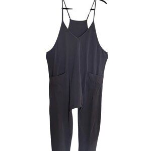 Oversized Drop Crotch Jersey Jumpsuit Onesie Gray Boho Harem Garden Girl-M/L